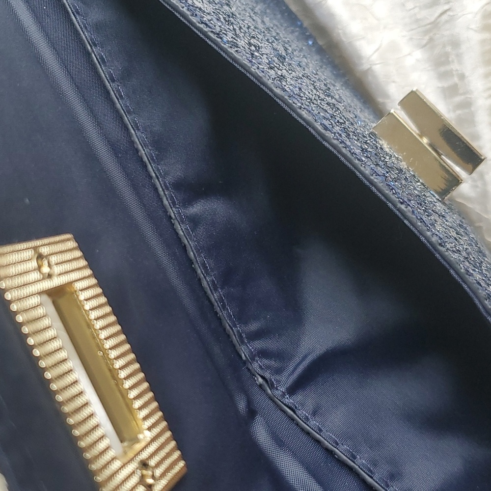 Estee Lauder glittery dark blue envelope clutch - Picture 6 of 6